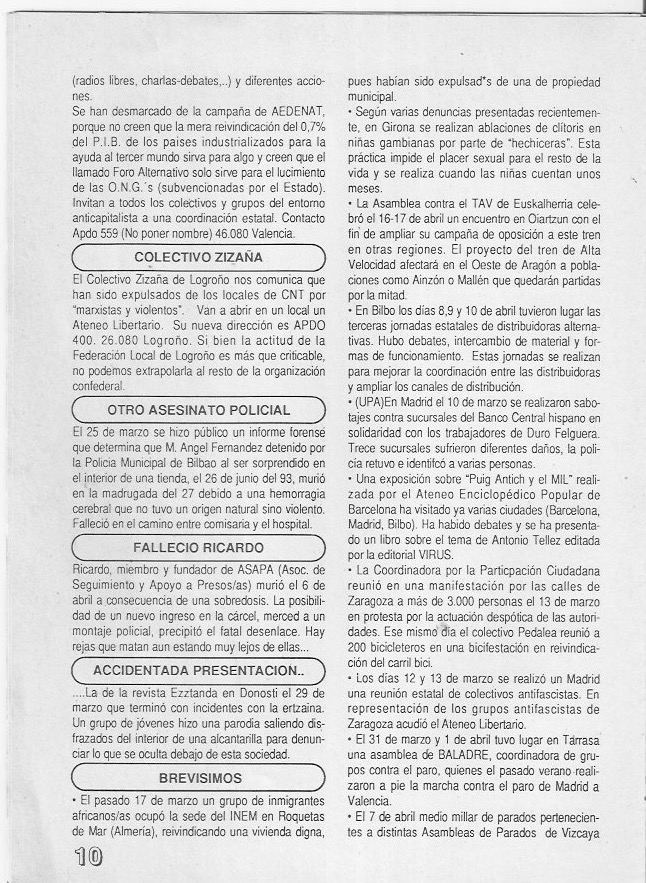 Página del fanzine