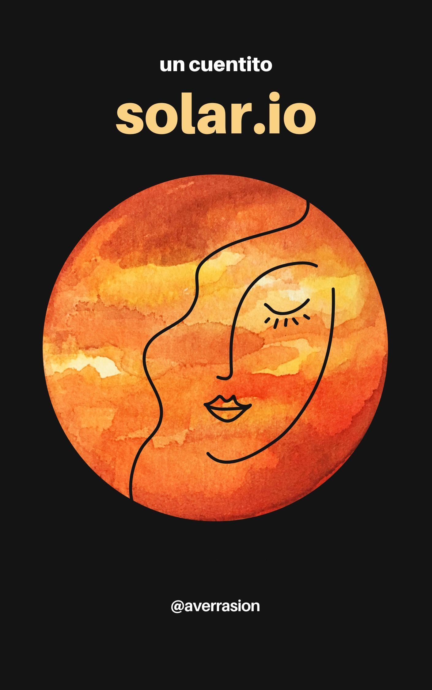 La portada del libro muestra la imagen del sol con la silueta de un rostro femenino, tiene los ojos cerrados y una ligera sonrisa. 