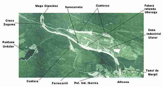Foto aerea de las obras de Etxegarate