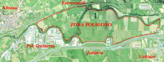 Imagen aérea zona proyecto póligono Altsasu/Urdiain