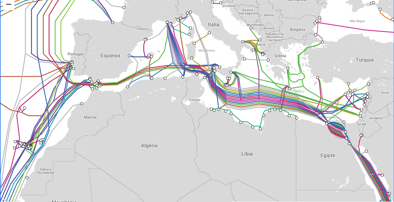 mapa de cables mediterranis mirant cap a àsia