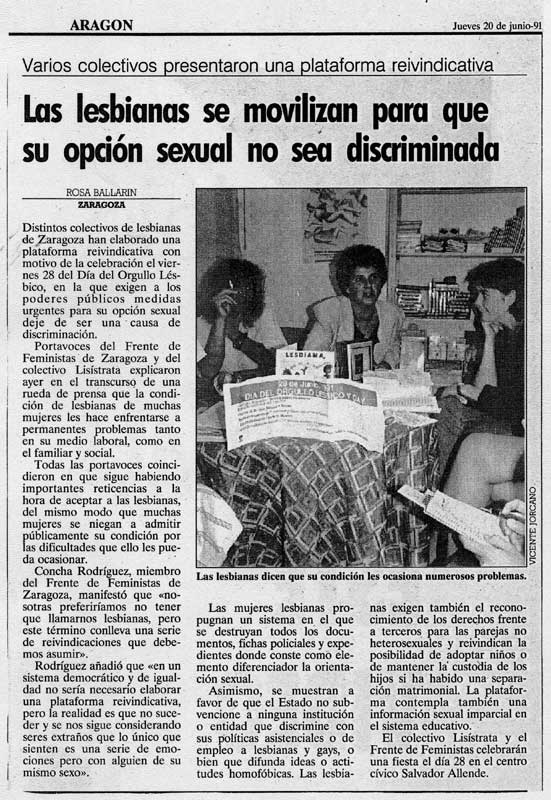 1991 Plataforma lesbianismo en prensa