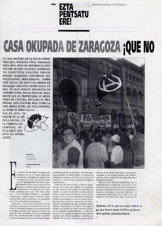 Casa okupada de Zaragoza, que no!