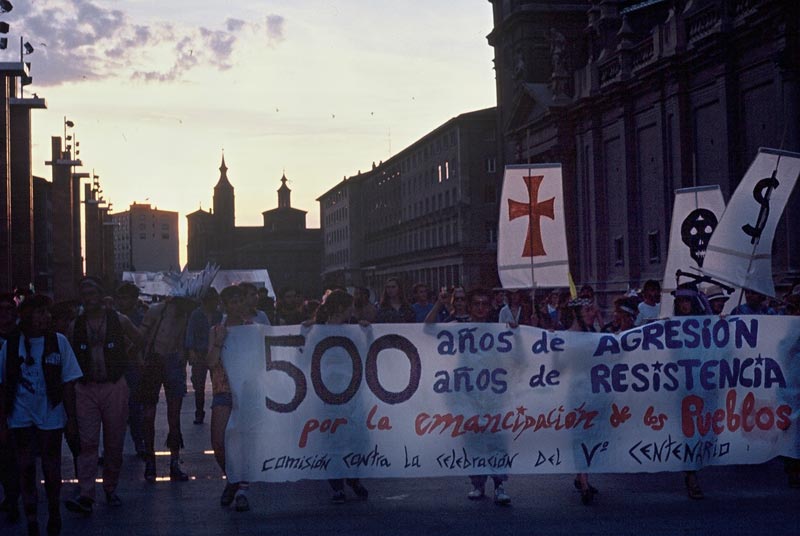 Manifestación contra la celebración del V Centenario