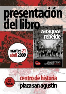 Cartel de presentacion del libro Zaragoza Rebelde